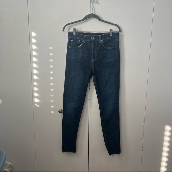 rag & bone 10 Inch Ankle Skinny High Rise Jeans in Mad River Blue Womens Size 28 - Picture 1 of 11